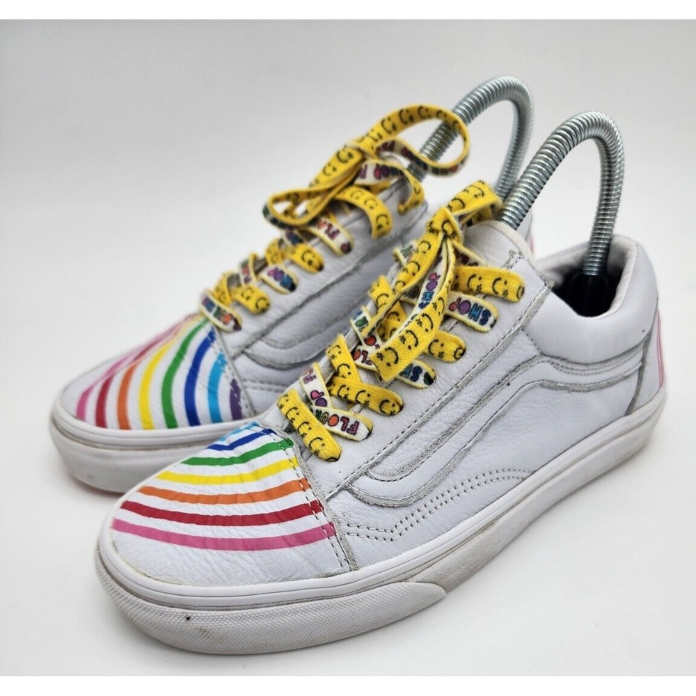 Vans Womens 7 Off The Wall Rainbow‎ Flour Shop Leather White Shoes Kassem